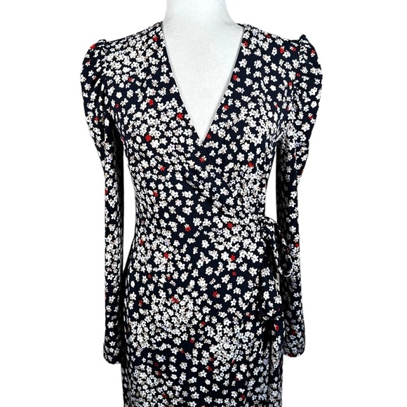 ANN TAYLOR Petite Floral Puff Sleeve Wrap Dress - Picture 8 of 13